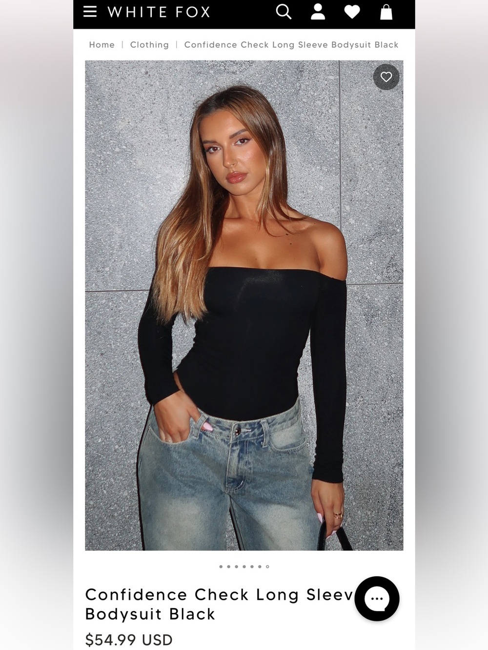 White Fox Boutique Black Off-Shoulder Long Sleeve Bodysuit
